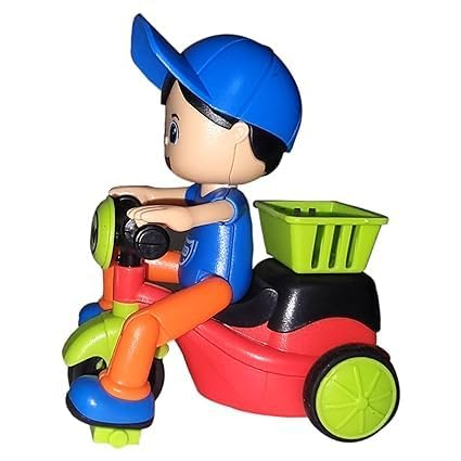 Cartoon Tricycle Delivery Boy New Model Toy Slide Swing Bicycle Children Birthday Gifts Funny Game for Kids Blue – Cycle boy