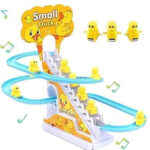 Duck Slide Toy Set, Funny Automatic Stair-Climbing Ducklings Cartoon Race Track Set Little Lovely Duck Slide Toy Escalator Toy