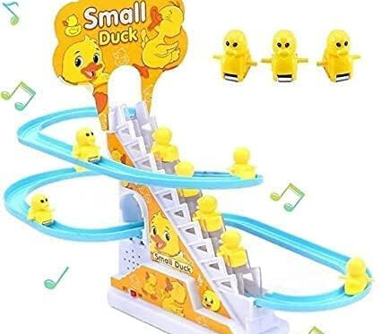 Duck Slide Toy Set, Funny Automatic Stair-Climbing Ducklings Cartoon Race Track Set Little Lovely Duck Slide Toy Escalator Toy