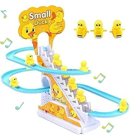 Duck Slide Toy Set, Funny Automatic Stair-Climbing Ducklings Cartoon Race Track Set Little Lovely Duck Slide Toy Escalator Toy