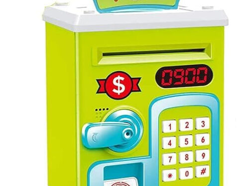 ATM Safe Kids Piggy Bank Money Safe Kids with Finger Print Sensor Piggy Savings Bank with Electronic Lock for Kids