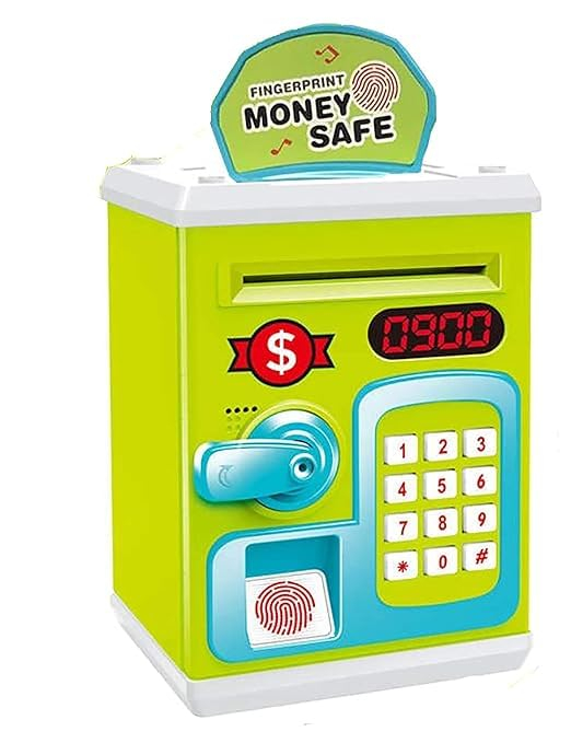 ATM Safe Kids Piggy Bank Money Safe Kids with Finger Print Sensor Piggy Savings Bank with Electronic Lock for Kids