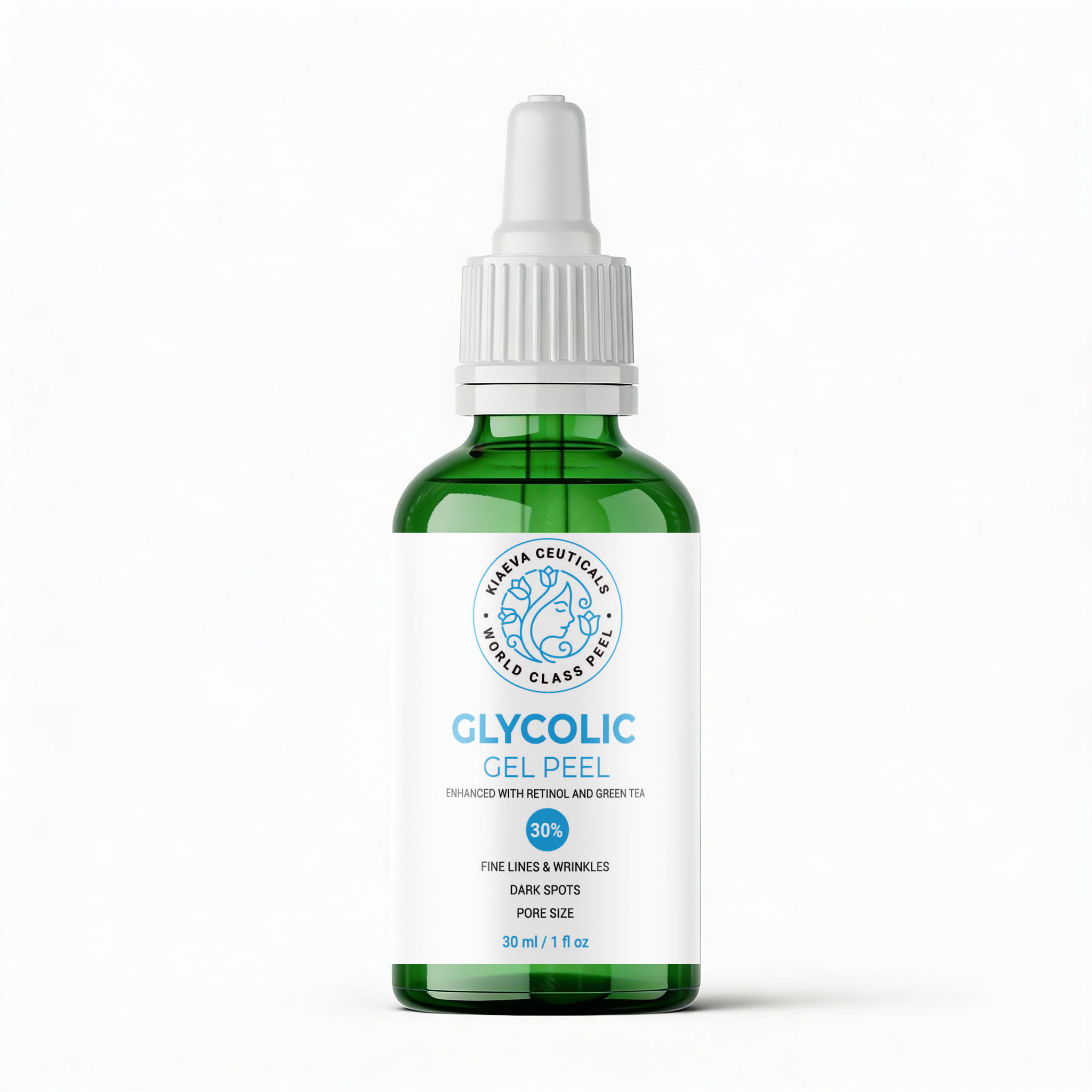 Glycolic 30% Acid Chemical Peel 30ml / 1oz – Professional Facial Exfoliant for Skin Resurfacing, Smooth Looking Texture & Cosmetic Renewal