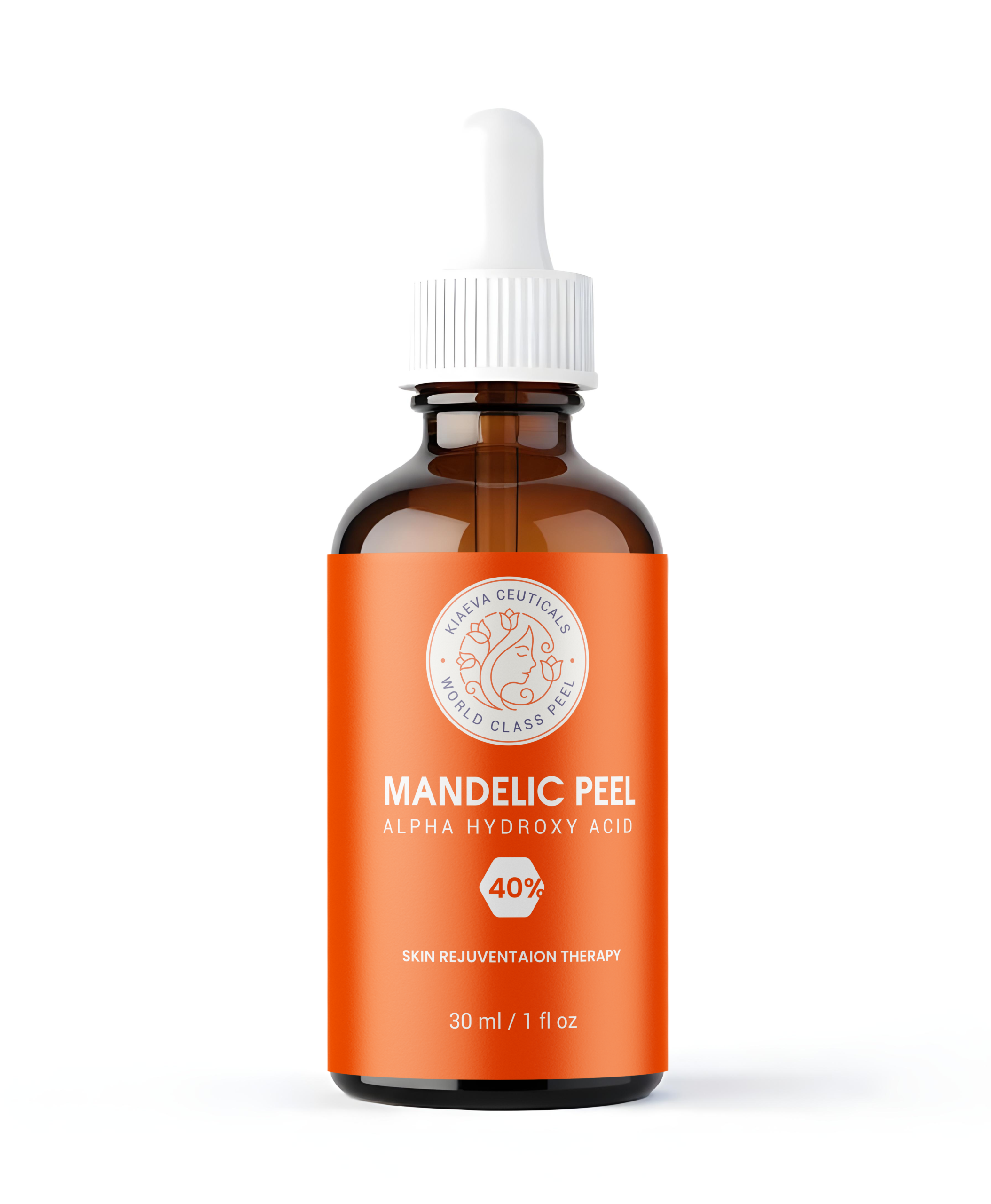 Mandelic 40% Acid Chemical Peel 30ml / 1oz – Professional AHA Facial Exfoliant for Skin Resurfacing, Smooth Looking Texture & Refined Appearance